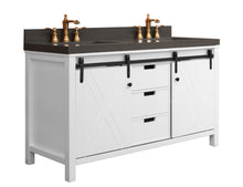 Load image into Gallery viewer, 60" West Elm Double Vanity Set with White Cabinet, Pearl Grey Quartz Countertop, 2 Mirrors & Basins
