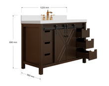 Load image into Gallery viewer, 48" West Elm Vanity Set with Brown Cabinet, White Quartz Countertop, Mirror & Basin