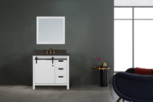 Load image into Gallery viewer, 36" West Elm Vanity Set with White Cabinet, Pearl Grey Quartz Countertop, Mirror & Basin