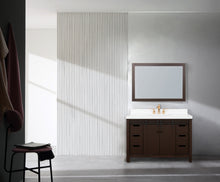 Load image into Gallery viewer, 48" West Elm Vanity Set with Brown Cabinet, White Quartz Countertop, Mirror & Basin