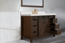 Load image into Gallery viewer, 48" West Elm Vanity Set with Brown Cabinet, White Quartz Countertop, Mirror & Basin