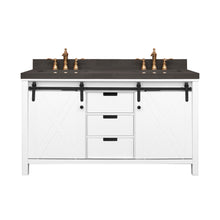 Load image into Gallery viewer, 60" West Elm Double Vanity Set with White Cabinet, Pearl Grey Quartz Countertop, 2 Mirrors & Basins