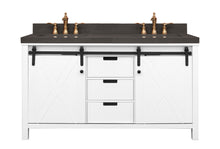 Load image into Gallery viewer, 60&quot; West Elm Double Vanity Set with White Cabinet, Pearl Grey Quartz Countertop, 2 Mirrors &amp; Basins
