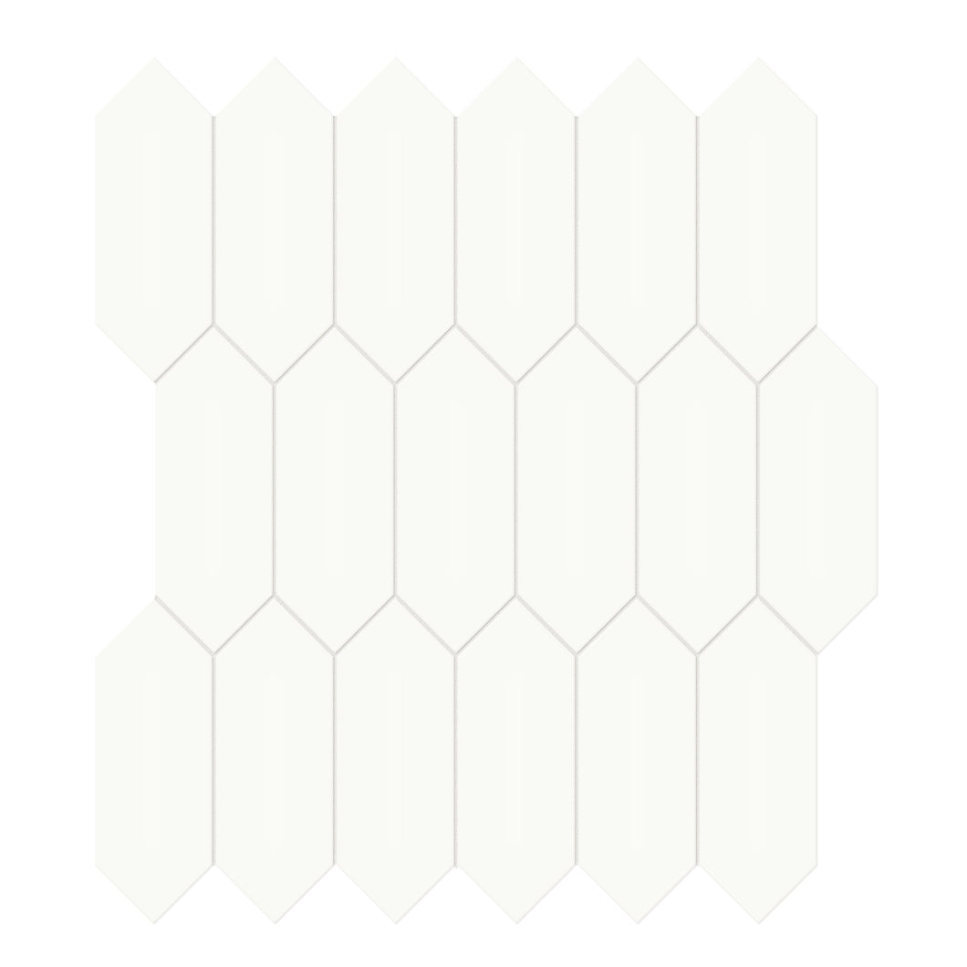 2x5 Architeck White Picket Glossy Glazed Porcelain Mosaic