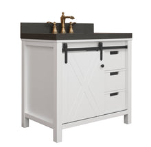 Load image into Gallery viewer, 36&quot; West Elm Vanity Set with White Cabinet, Pearl Grey Quartz Countertop, Mirror &amp; Basin
