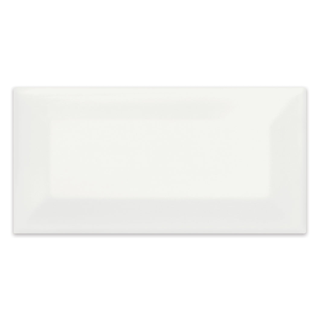 3x6 Architek White Beveled Glossy Glazed Ceramic Tile