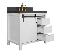 Load image into Gallery viewer, 36&quot; West Elm Vanity Set with White Cabinet, Pearl Grey Quartz Countertop, Mirror &amp; Basin
