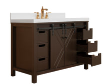 Load image into Gallery viewer, 48&quot; West Elm Vanity Set with Brown Cabinet, White Quartz Countertop, Mirror &amp; Basin
