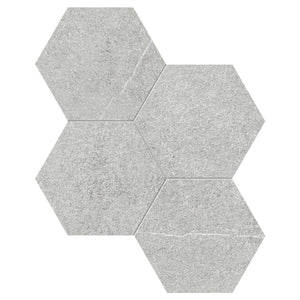 6" Bateig Hexagon Light Grey Matte Porcelain Mosaic