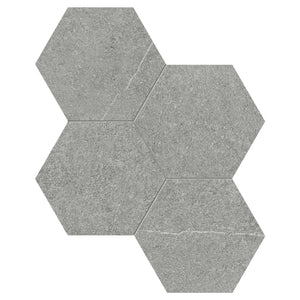 6" Bateig Hexagon Grey Matte Porcelain Mosaic