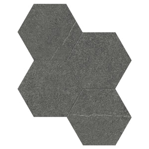 6" Bateig Hexagon Dark Grey Matte Porcelain Mosaic