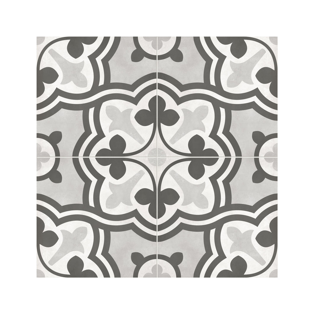 8x8 Format Baroque Light Grey Porcelain Matte Tile