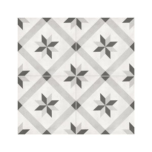 8x8 Format Compass Light Grey Porcelain Matte Tile