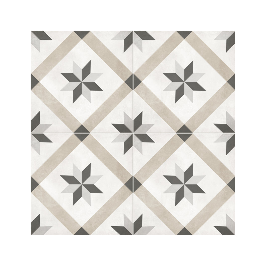 8x8 Format Compass Beige Porcelain Matte Tile