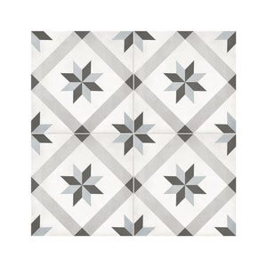 8x8 Format Compass Light Blue Porcelain Matte Tile