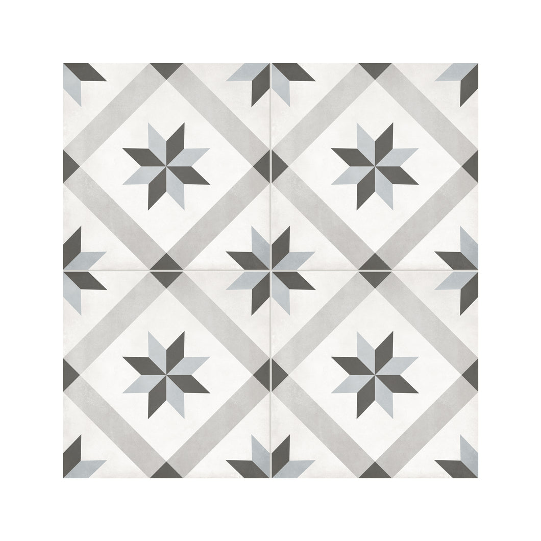 8x8 Format Compass Light Blue Porcelain Matte Tile