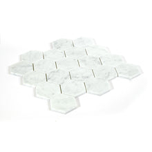 Load image into Gallery viewer, 3x3 Italian Bianco Carrara Hexagon Honed Marble Mosaic
