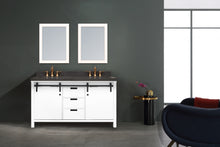 Load image into Gallery viewer, 60&quot; West Elm Double Vanity Set with White Cabinet, Pearl Grey Quartz Countertop, 2 Mirrors &amp; Basins
