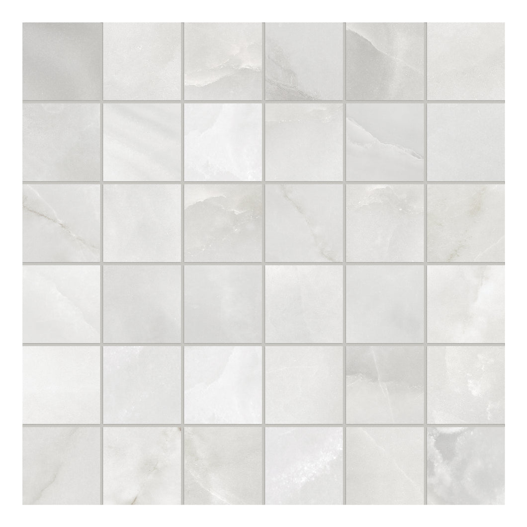 2x2 Antonella White Onyx Porcelain Honed Mosaic