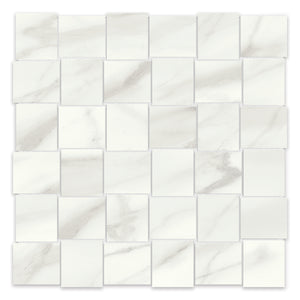 2x2 Chateau Volakas Grigio Basketweave Polished Porcelain Mosaic