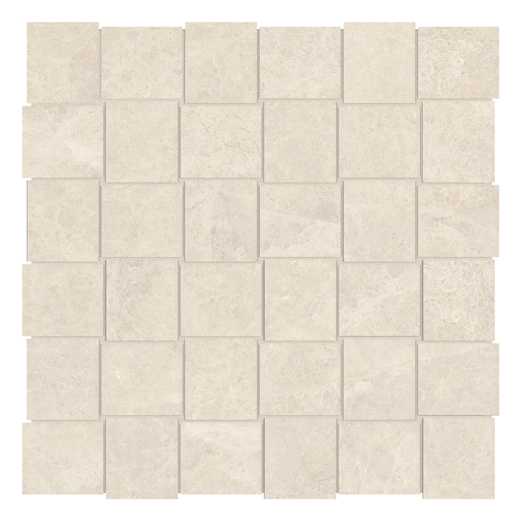 2x2 Chateau Allure Ivory Basketweave Polished Glazed Prorcelain Mosaic