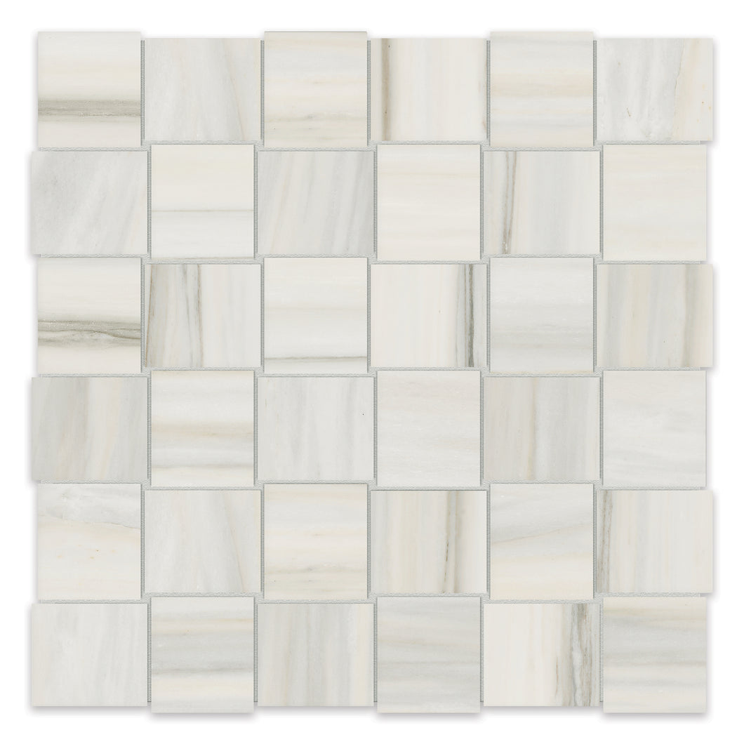 2x2 Chateau Zebrino Basketweave Polished Glazed Porcelain Mosaic