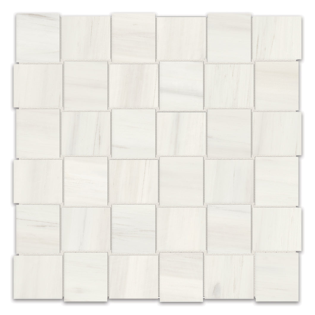 2x2 Chateau Suave Bianco Basketweave Matte Glazed Porcelain Mosaic