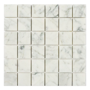 2x2 Italian Bianco Carrara Polished Marble Mosaic