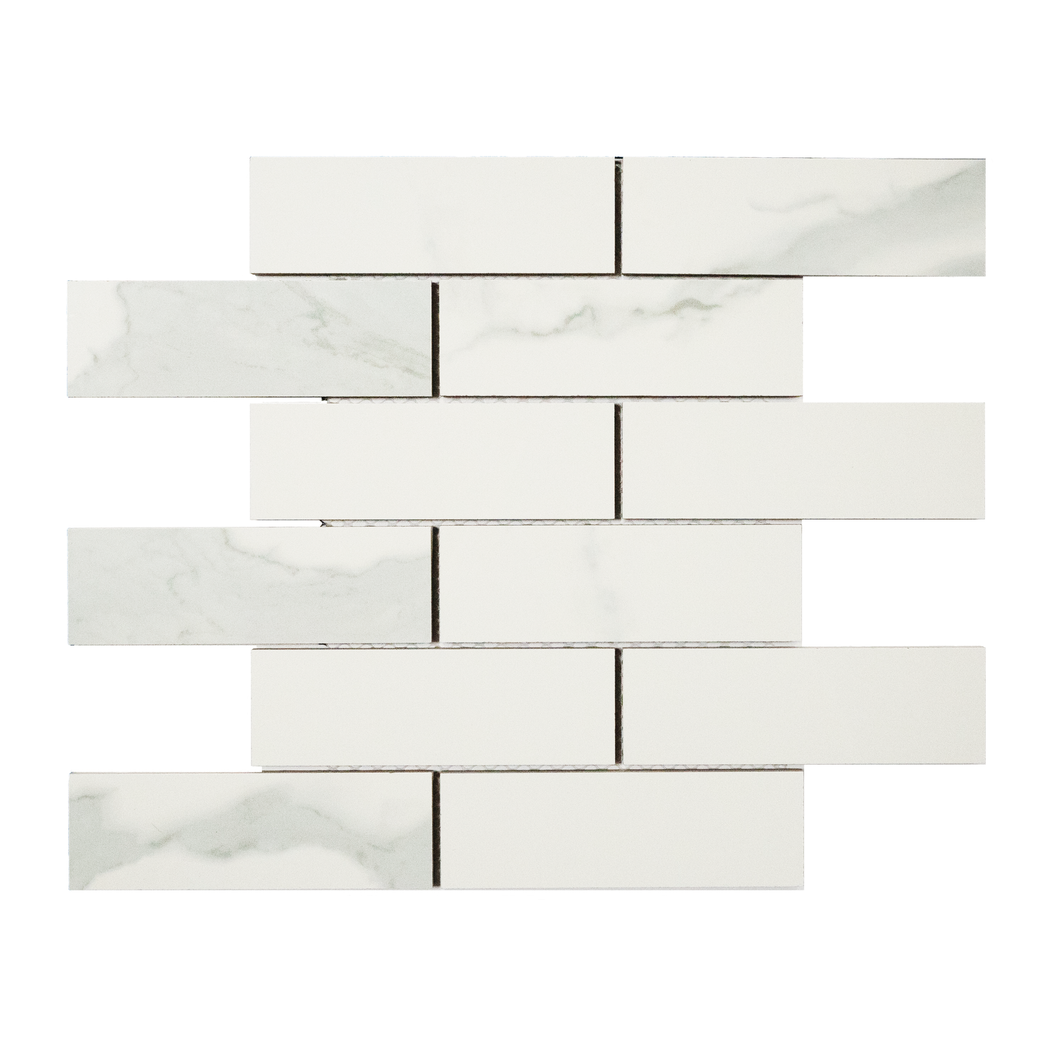 2x6 La Mallorca Milano Bianco Brick Polished Porcelain Mosaic