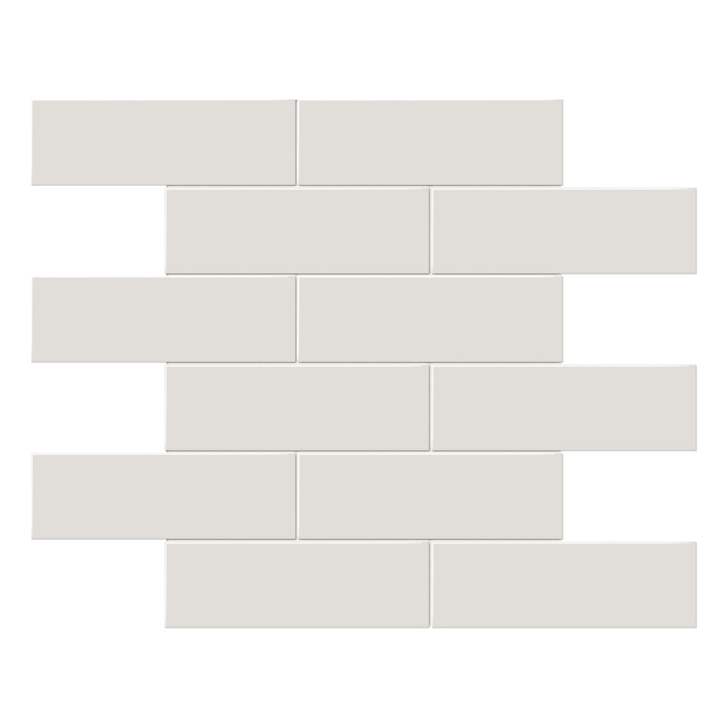 2x6 Architek Light Grey Brick Glossy Glazed Porcelain Mosaic