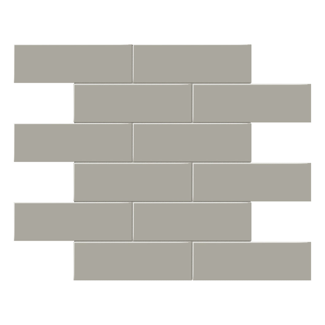 2x6 Architek Taupe Brick Glossy Glazed Porcelain Mosaic