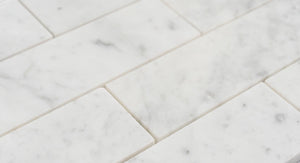 2x6 Italian Bianco Carrara Marble Honed Mosaic