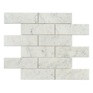 2x6 Italian Bianco Carrara Marble Honed Mosaic