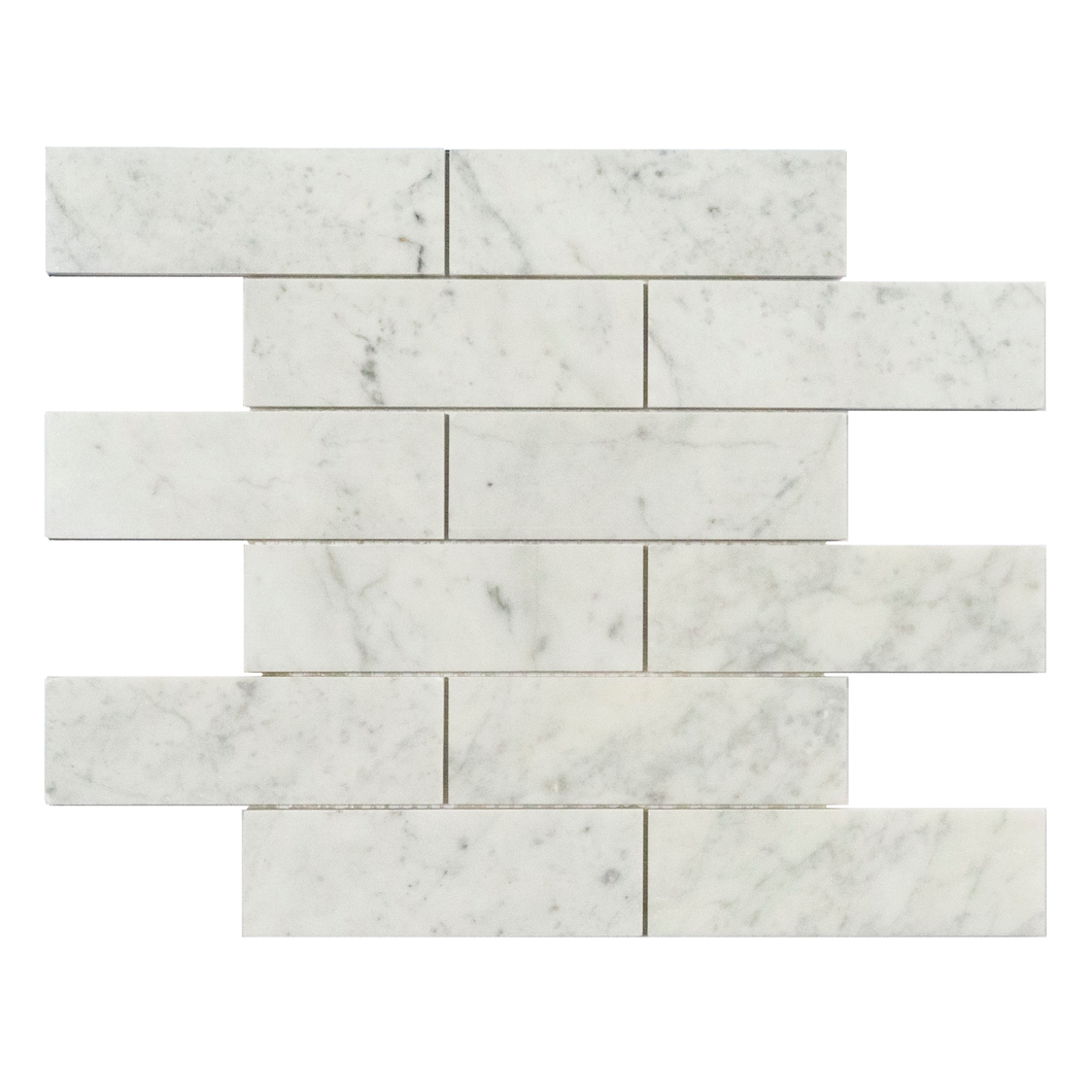 2x6 Italian Bianco Carrara Marble Honed Mosaic