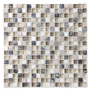 5/8x5/8 Paris Brown-Beige Glass Stone Blend Mosaic