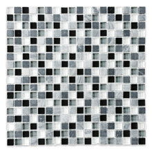 Load image into Gallery viewer, 5/8x5/8 Paris Black-Grey Glass Stone Blend Mosaic
