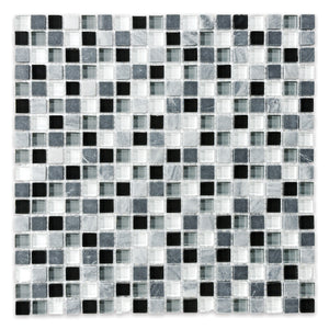 5/8x5/8 Paris Black-Grey Glass Stone Blend Mosaic