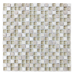 5/8x5/8 Paris Beige Glass Stone Blend Mosaic