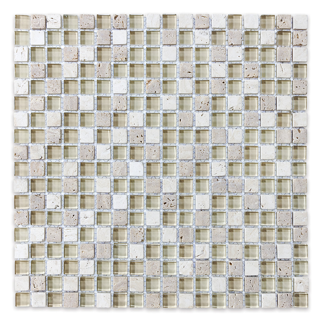 5/8x5/8 Paris Beige Glass Stone Blend Mosaic