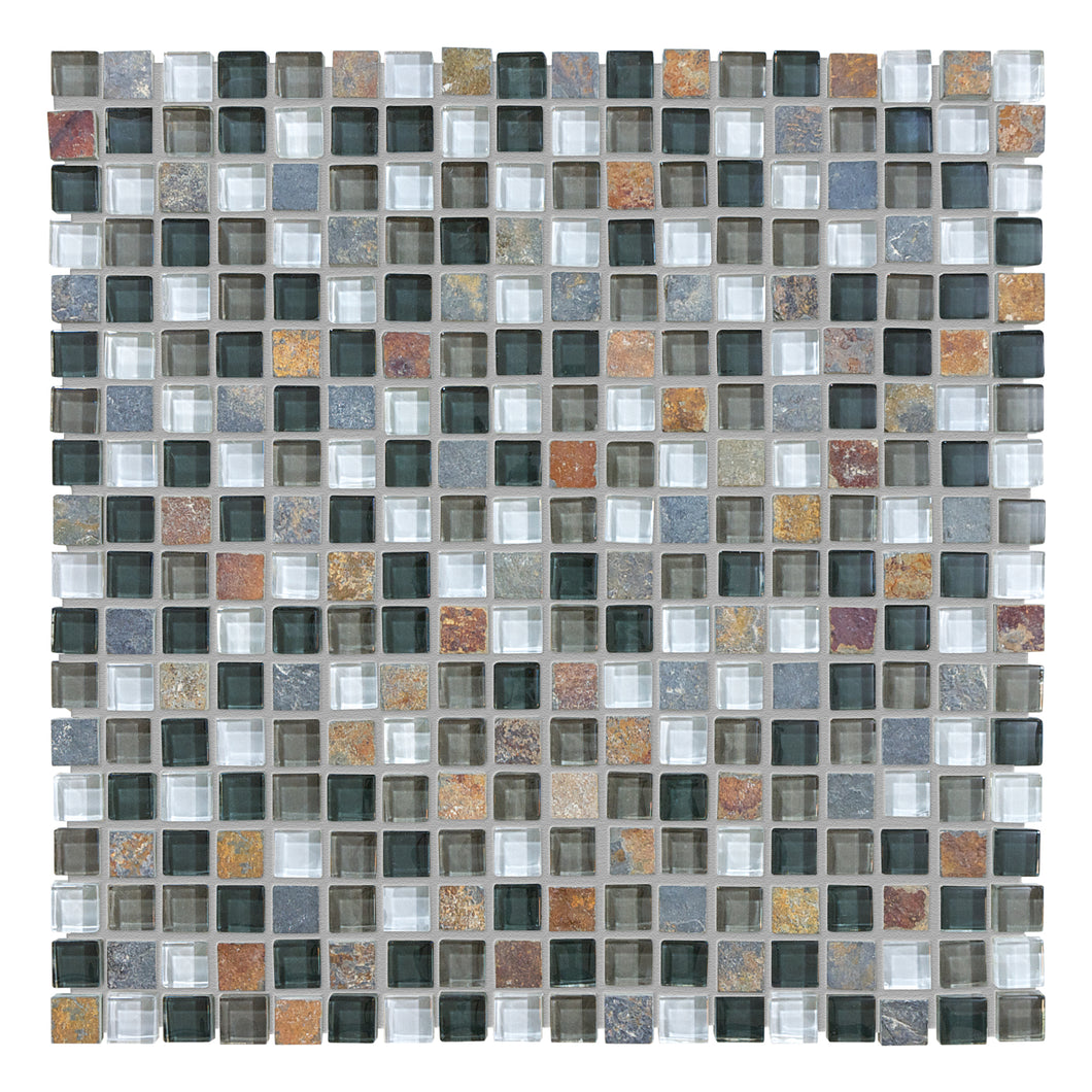 5/8x5/8 Genesis Smoke Glass Slate Blend Mosaic