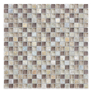 5/8x5/8 Genesis Beige Glass Quartz Blend Mosaic