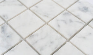 2x2 Italian Bianco Carrara Polished Marble Mosaic