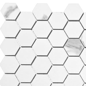 2x2 La Mallorca Milano Bianco Hexagon Polished Porcelain Mosaic