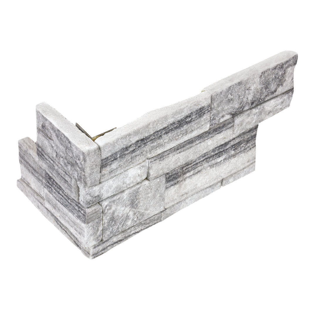 6x18 84F Marble Split Face Ledgestone Corner