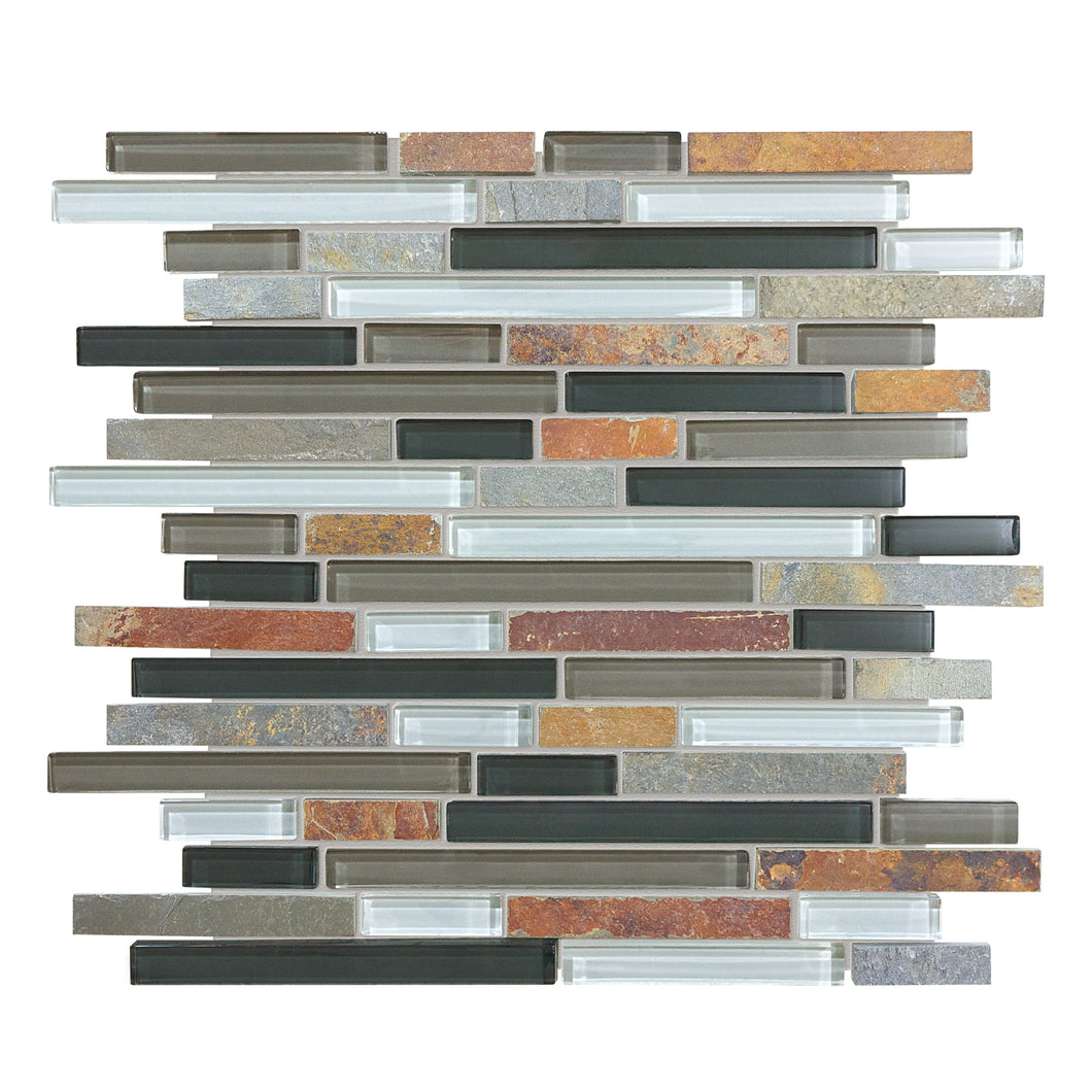 Random Strip Genesis Smoke Glass Slate Blend Mosaic