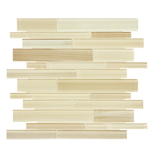 Random Strip LVBlend Beige Glass Mosaic