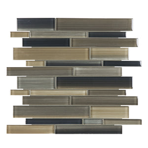 Random Strip LVBlend Black-Brown Glass Mosaic