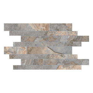 Random Strip Mumbai Slate Autumn Green Porcelain Matte Mosaic