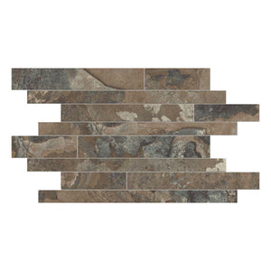 Random Strip Mumbai Slate Slate Brown Porcelain Matte Mosaic