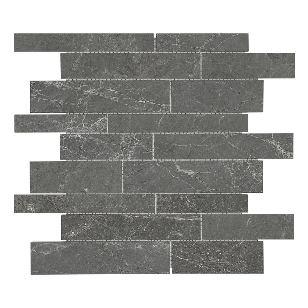 Random Strip Picco Grey Marble Polished Mosaic